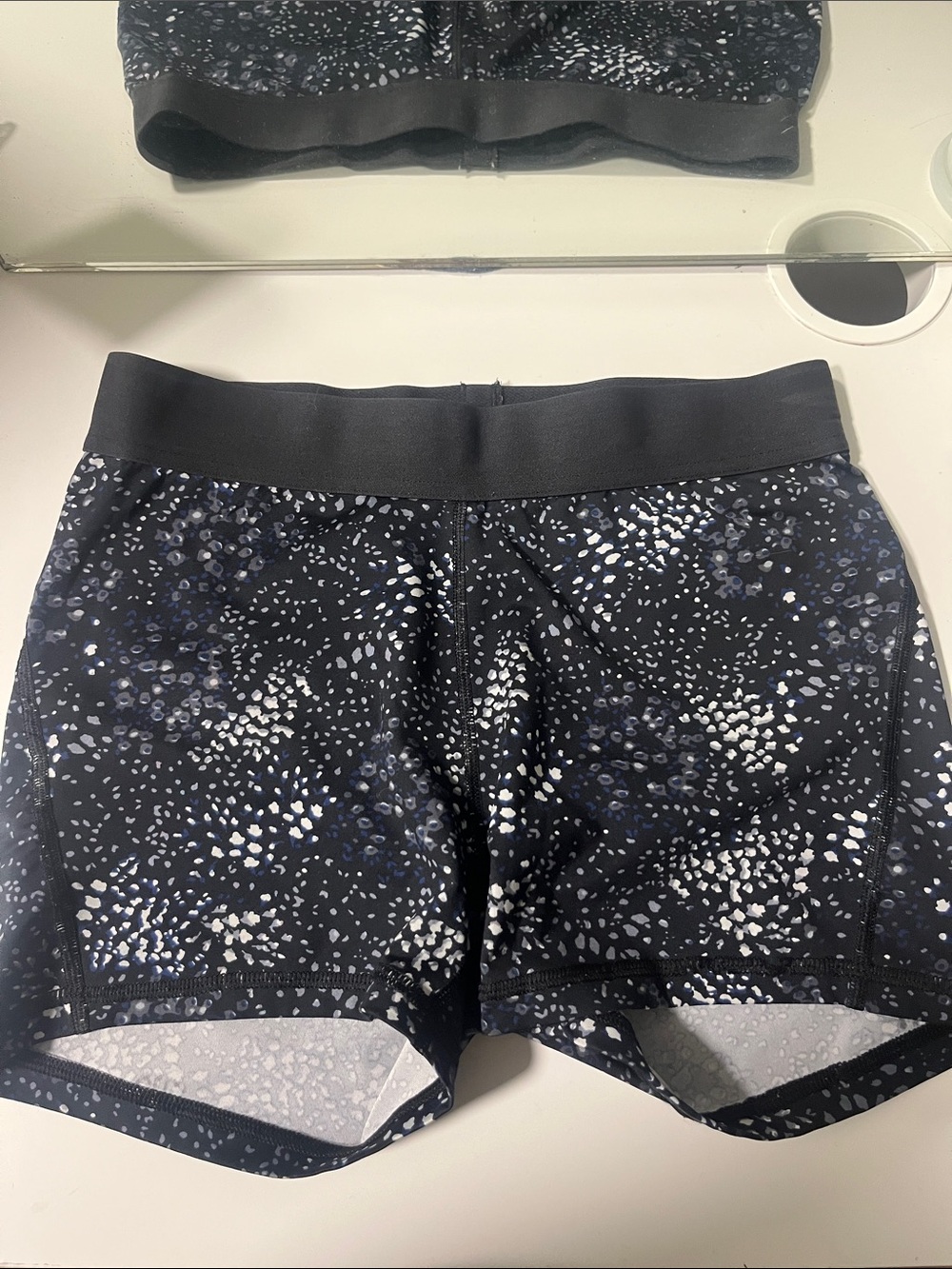 Women's Black Speckle Print Performance Sleep Shorts